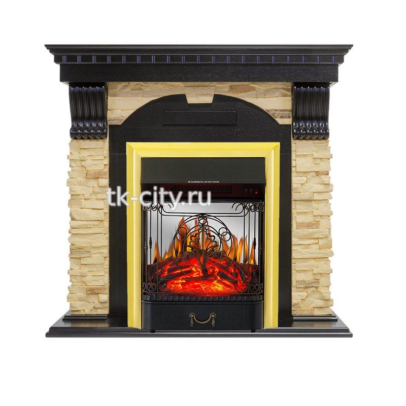 Каминокомплект Royal Flame Dublin - Венге / Сланец с очагом Majestic FX M Brass