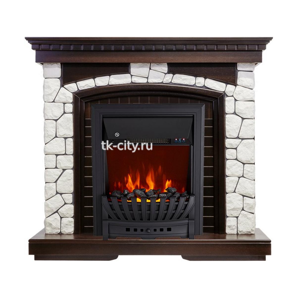 Каминокомплект Royal Flame Glasgow - Темный дуб / Белый с очагом Aspen Black
