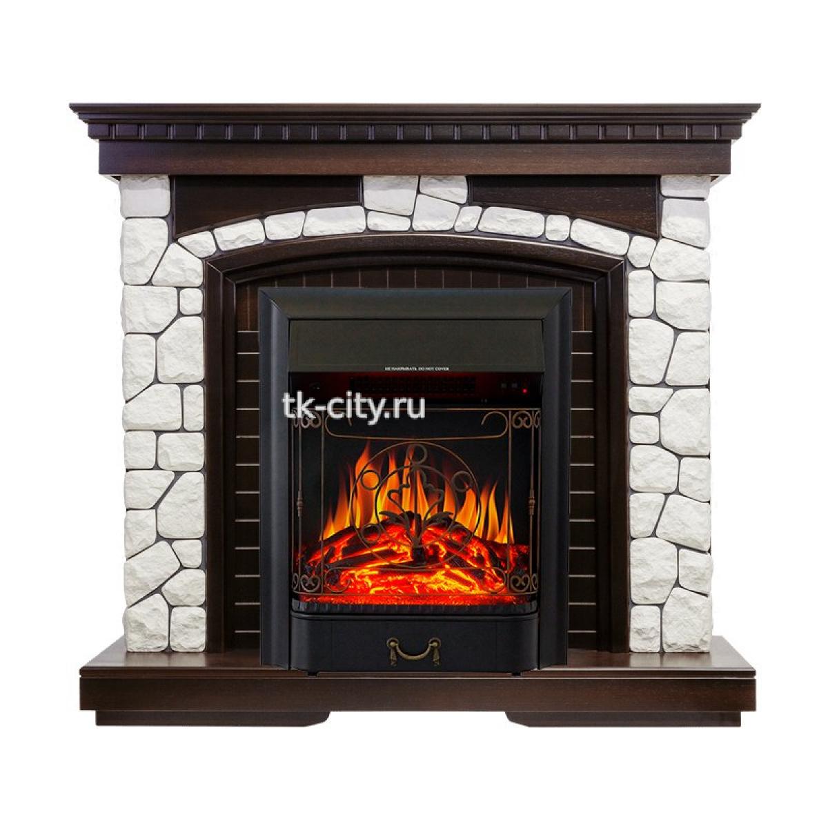 Каминокомплект Royal Flame Glasgow - Темный дуб / Белый с очагом Majestic FX Black