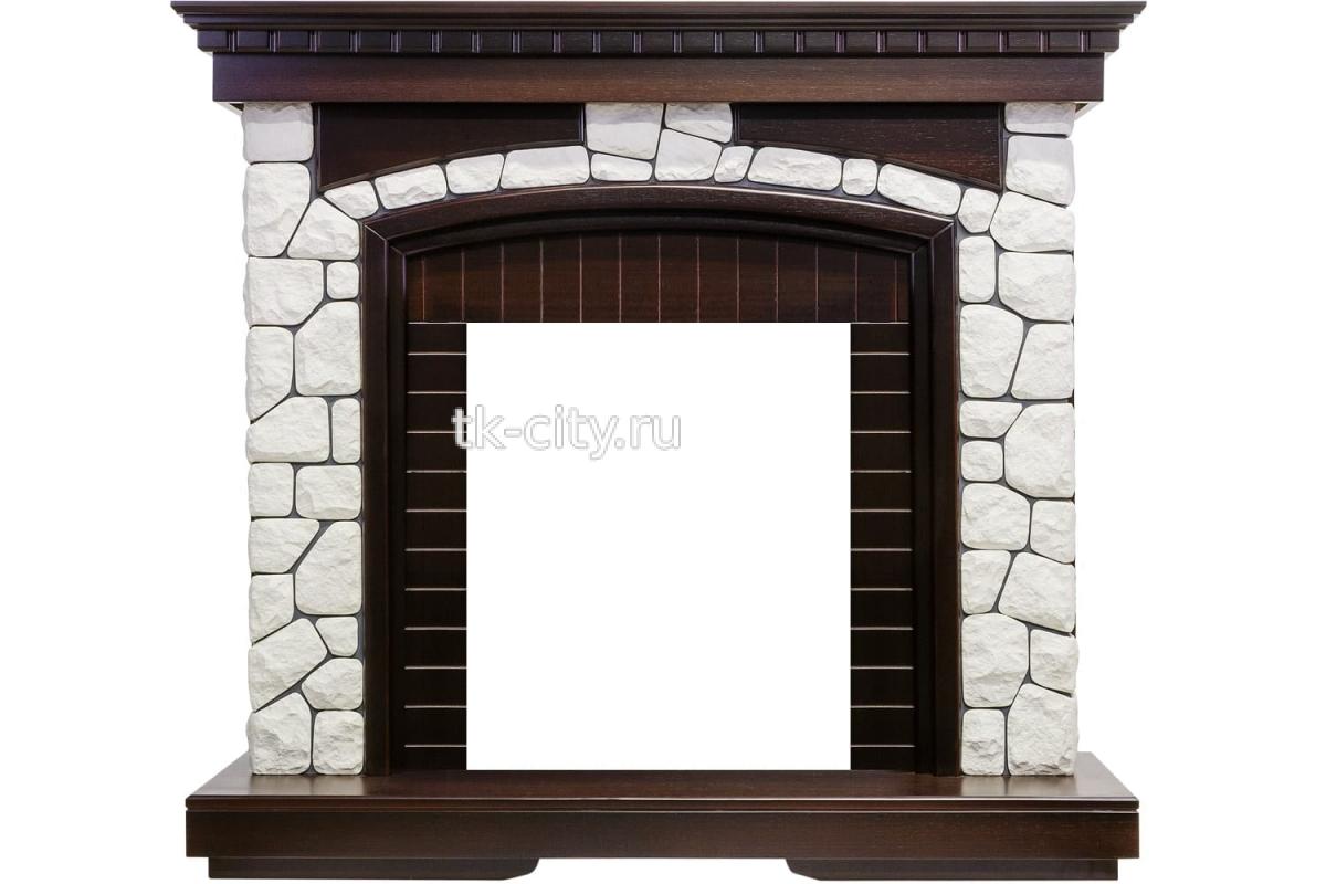 Каминокомплект Royal Flame Glasgow - Темный дуб / Белый с очагом Majestic FX Brass