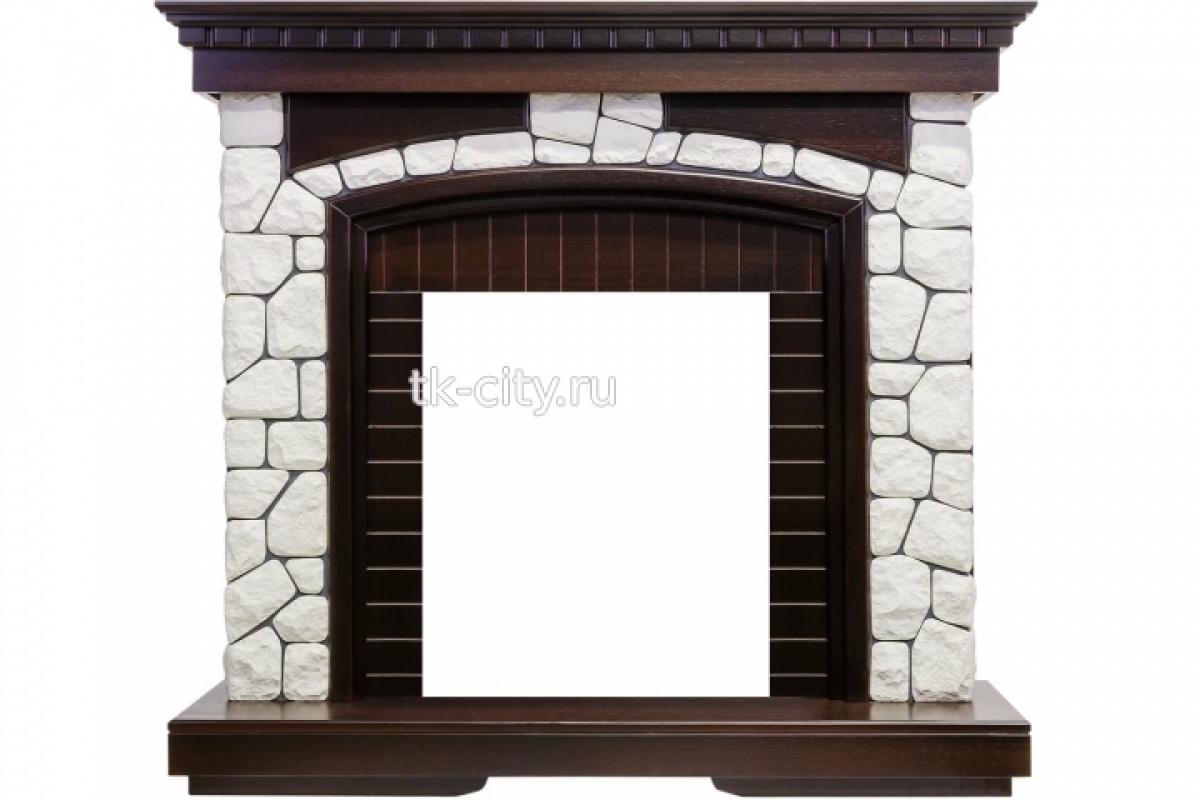 Каминокомплект Royal Flame Glasgow - Темный дуб / Белый с очагом Majestic FX M Brass