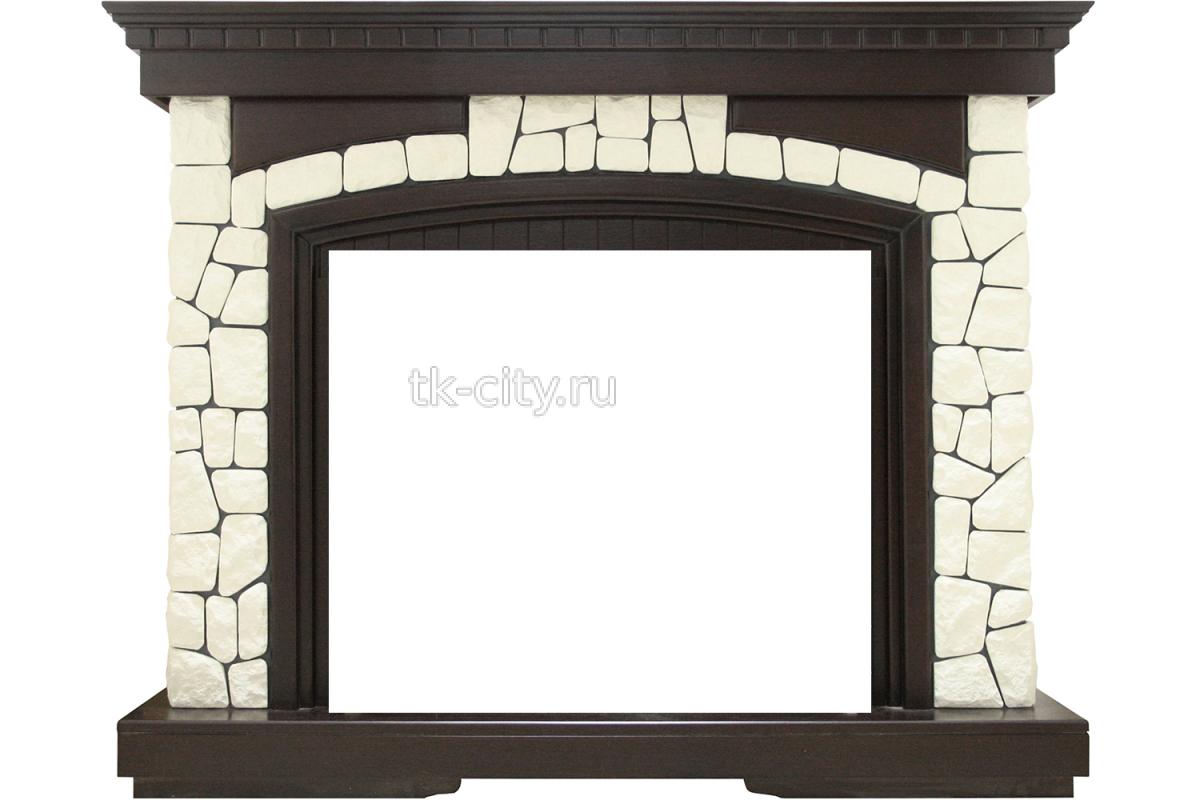 Каминокомплект Royal Flame Glasgow - Темный дуб / Белый (Высота 1100мм) с очагом Dioramic 28 LED FX
