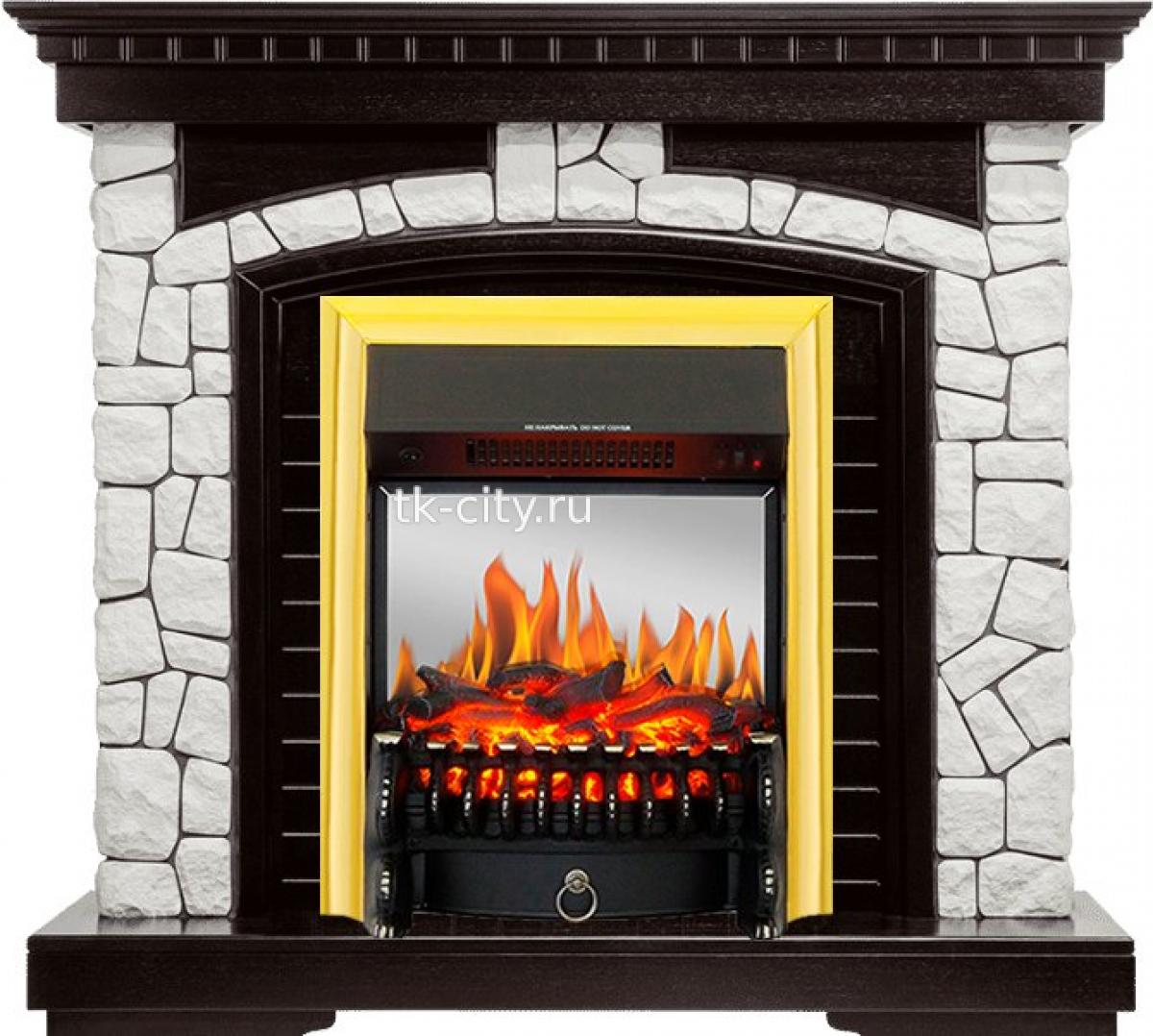 Каминокомплект Royal Flame Glasgow - Венге / Белый с очагом Fobos FX M Brass