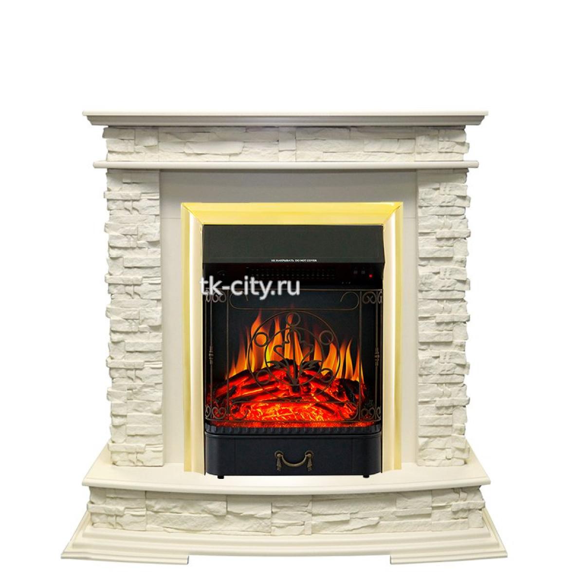 Каминокомплект Royal Flame Luzern - Слоновая кость с очагом Majestic FX Brass