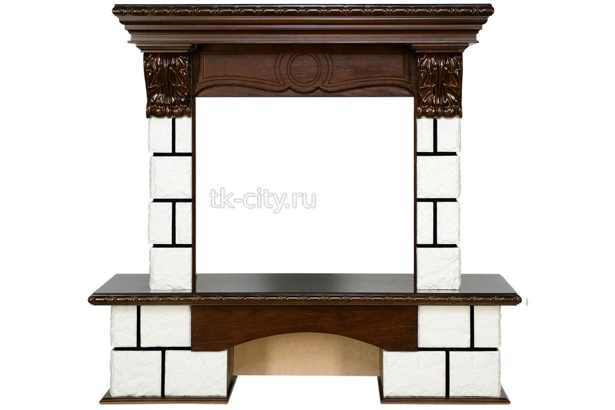 Каминокомплект Royal Flame Pierre Luxe - Белый / Темный дуб с очагом Vision 23 LED FX