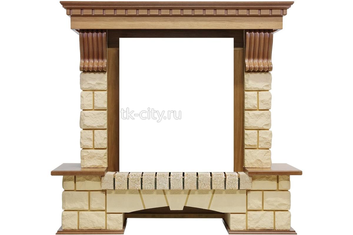 Каминокомплект Royal Flame Pierre Luxe - Дуб / Шампань с очагом Fobos FX Black