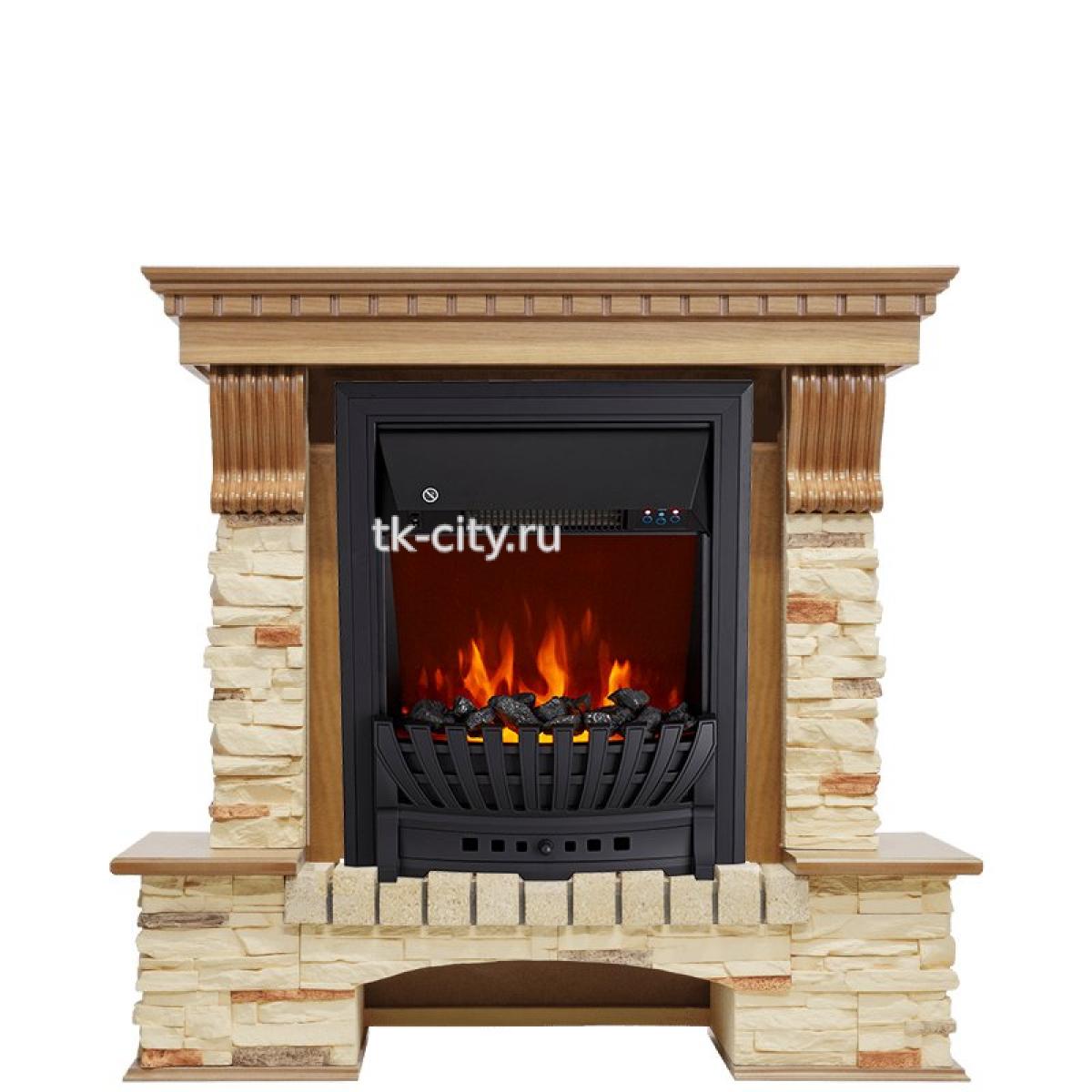 Каминокомплект Royal Flame Pierre Luxe - Дуб / Сланец с очагом Aspen Black