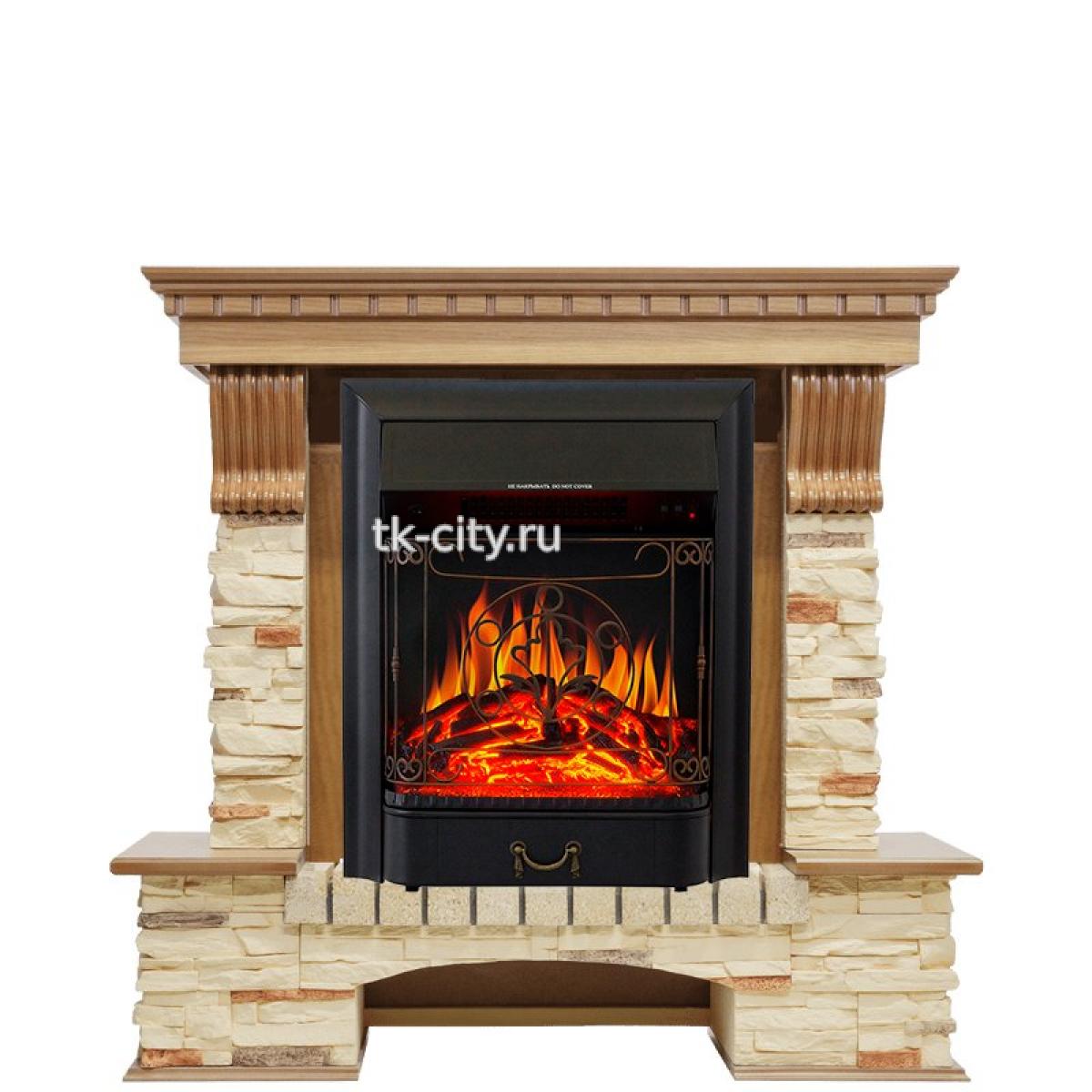 Каминокомплект Royal Flame Pierre Luxe - Дуб / Сланец с очагом Majestic FX Black