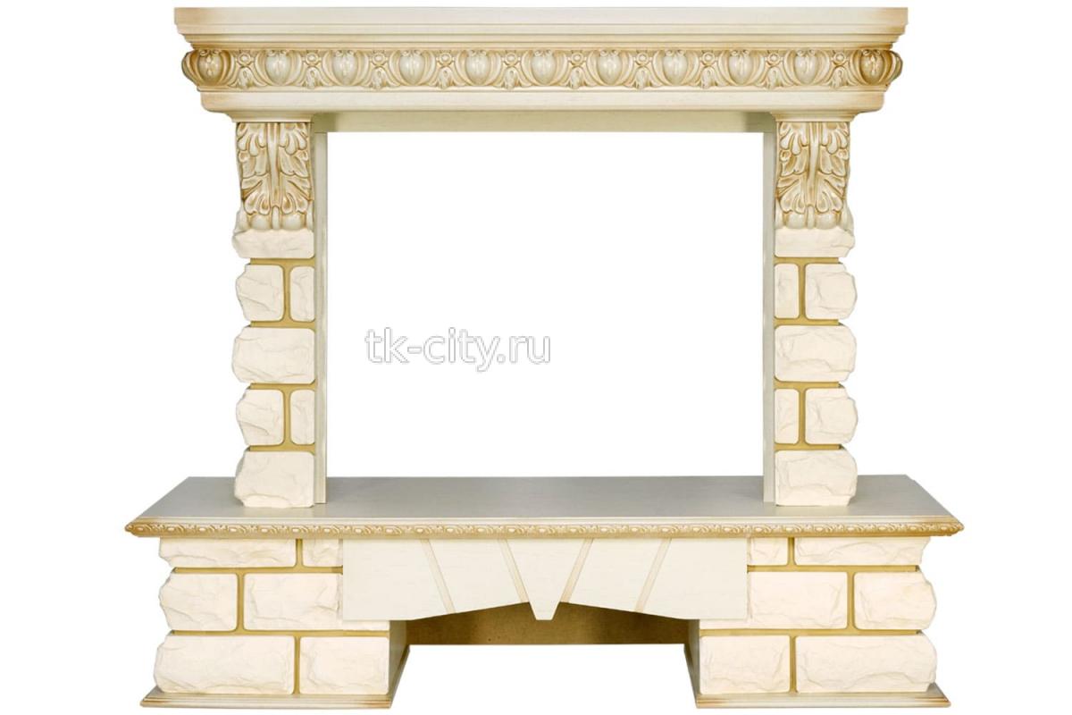 Каминокомплект Royal Flame Pierre Luxe LORD - Слоновая кость / Белый с очагом Dioramic 28 LED FX