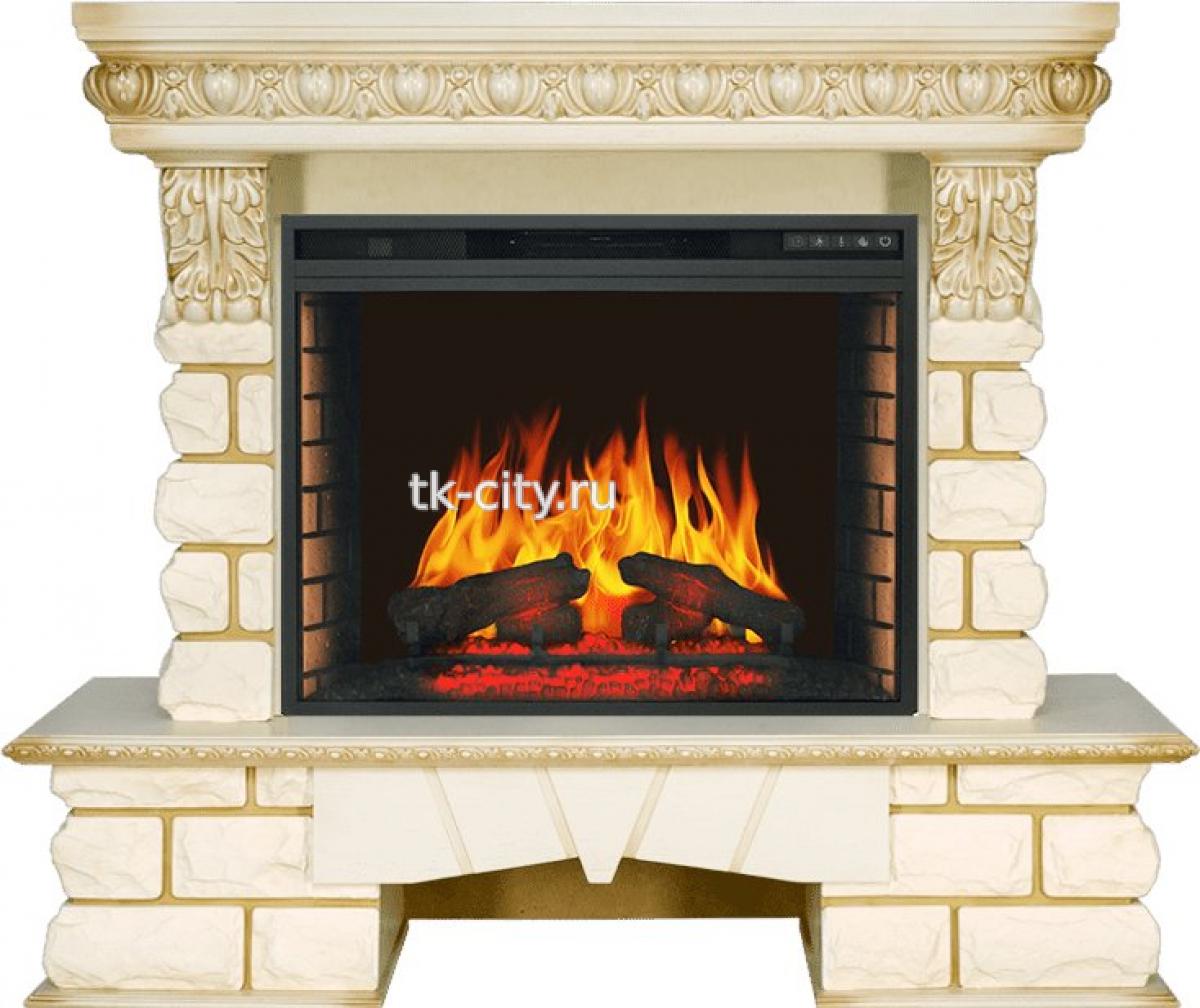 Каминокомплект Royal Flame Pierre Luxe LORD - Слоновая кость / Белый с очагом Vision 28 EF LED FX