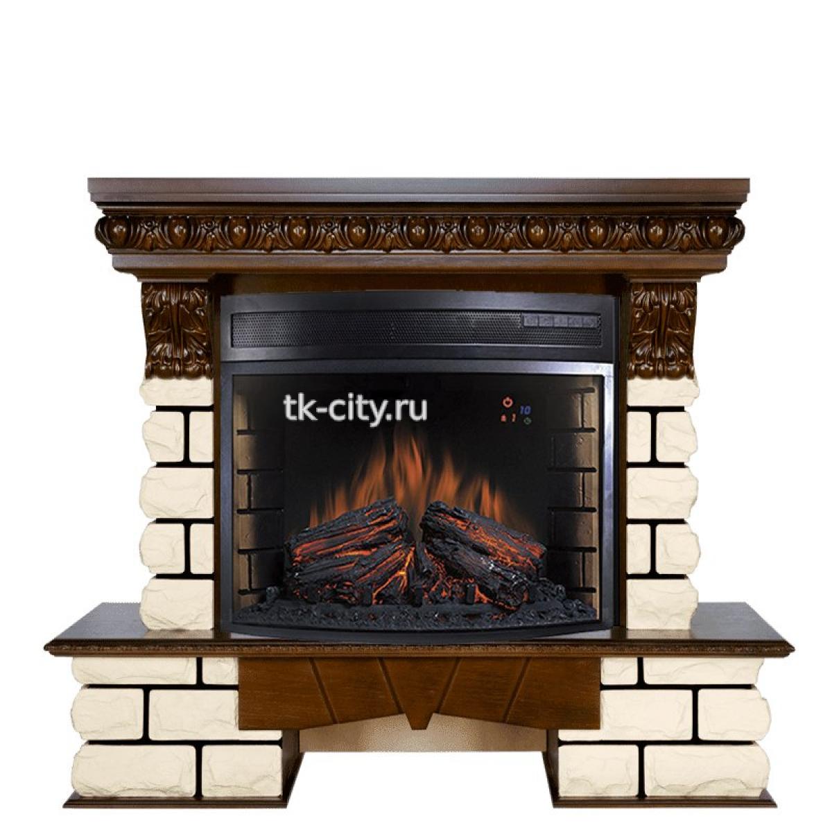Каминокомплект Royal Flame Pierre Luxe LORD - Темный дуб / Белый с очагом Dioramic 28 LED FX