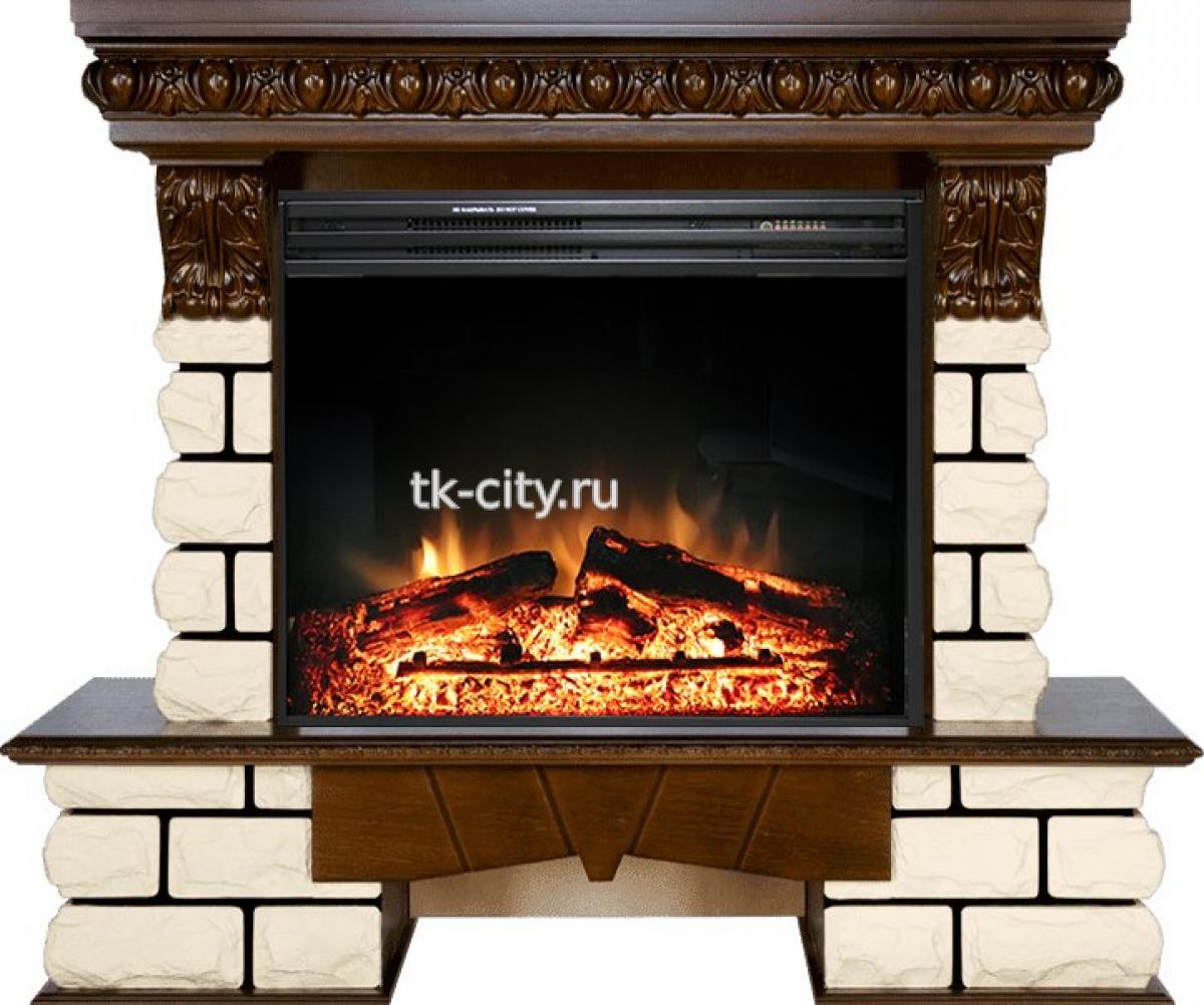 Каминокомплект Royal Flame Pierre Luxe LORD - Темный дуб / Белый с очагом Jupiter FX New