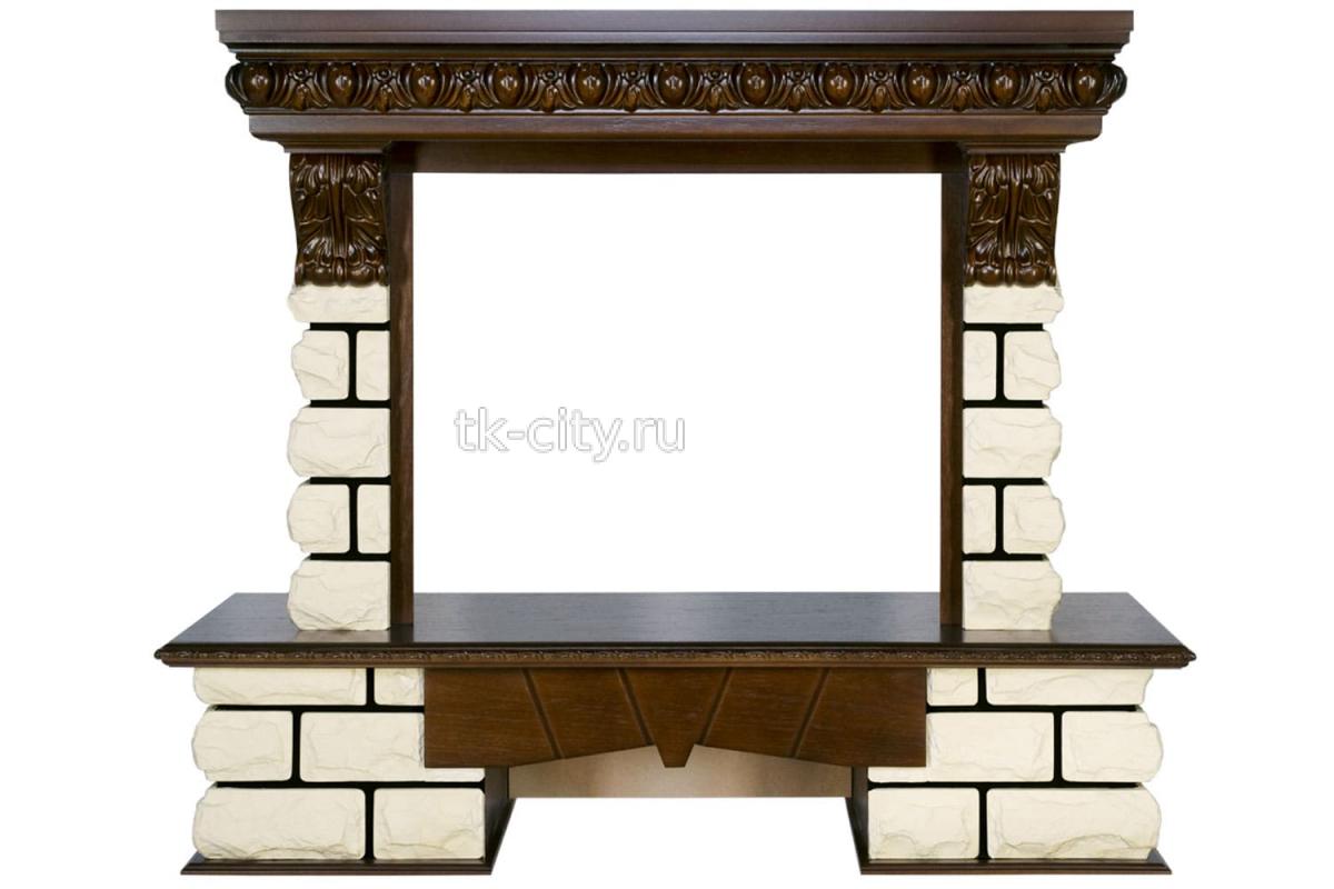 Каминокомплект Royal Flame Pierre Luxe LORD - Темный дуб / Белый с очагом Jupiter FX New