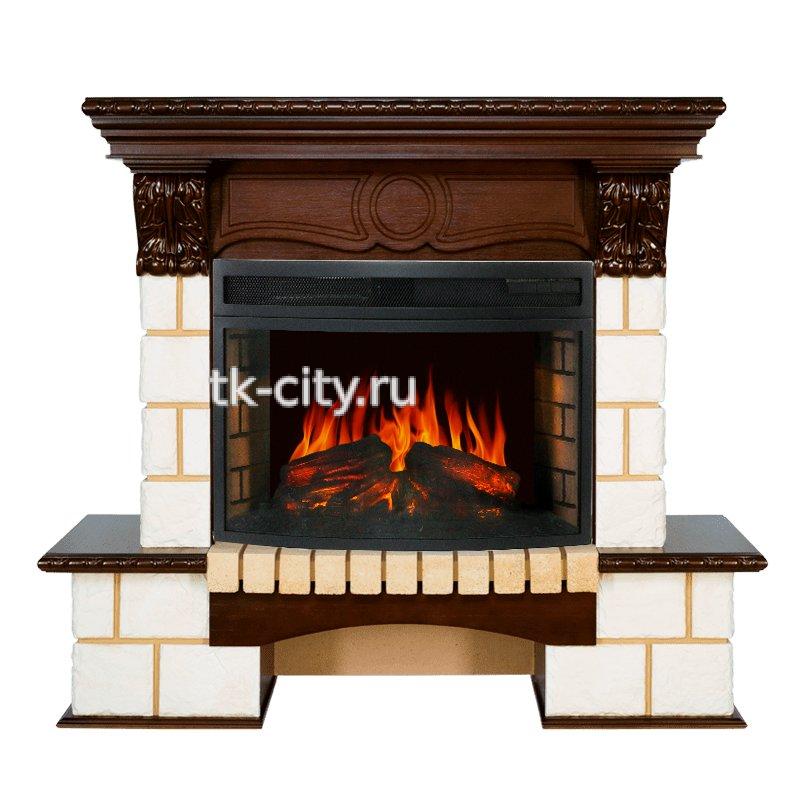 Каминокомплект Royal Flame Pierre Luxe - Шампань / Темный дуб с очагом Dioramic 25 LED FX