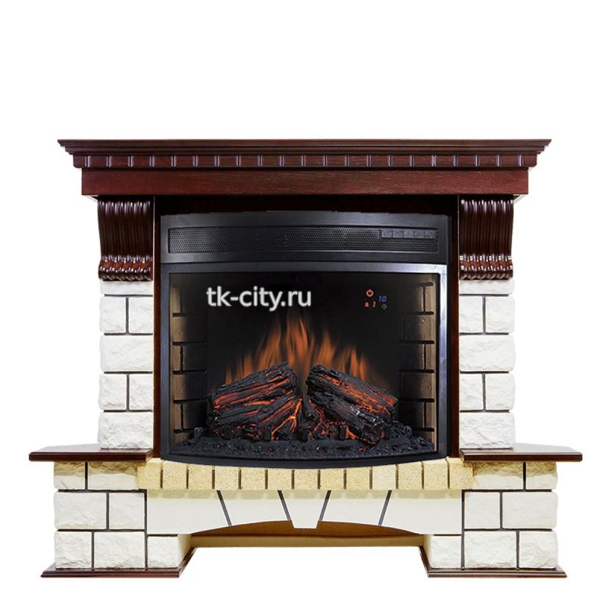 Каминокомплект Royal Flame Pierre Luxe - Темный дуб / Белый (Ширина 1320мм) с очагом Dioramic 28 LED FX