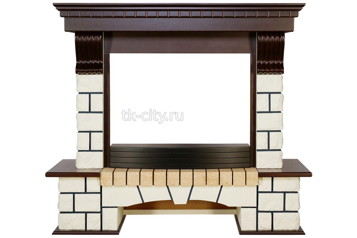 Каминокомплект Royal Flame Pierre Luxe - Темный дуб / Белый (Высота 1075мм) с очагом Dioramic 26 LED FX