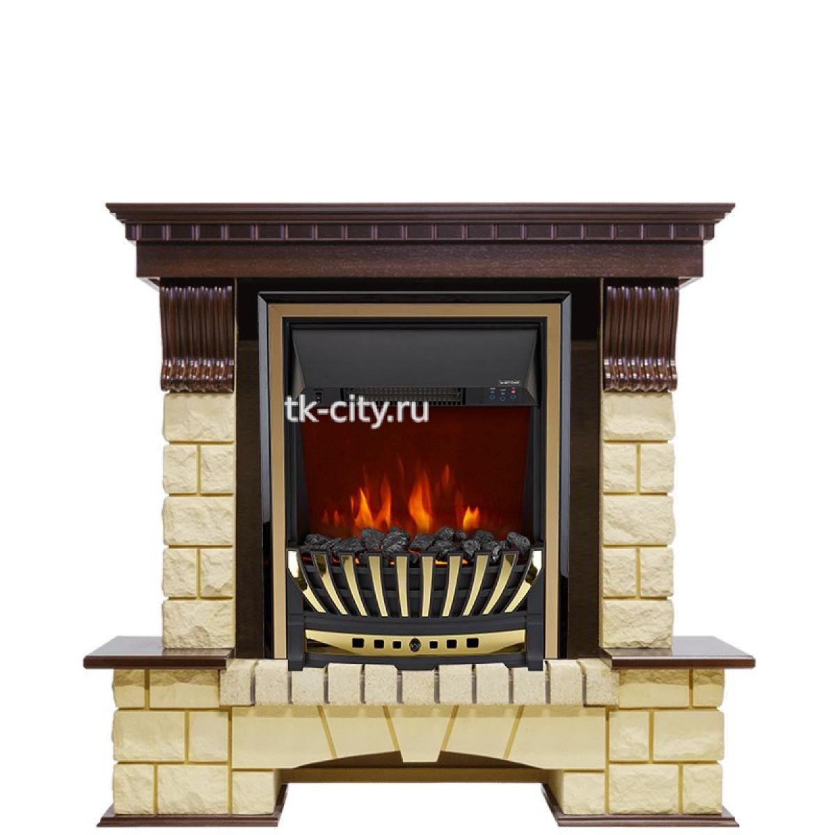 Каминокомплект Royal Flame Pierre Luxe - Темный дуб / Шампань с очагом Aspen Gold
