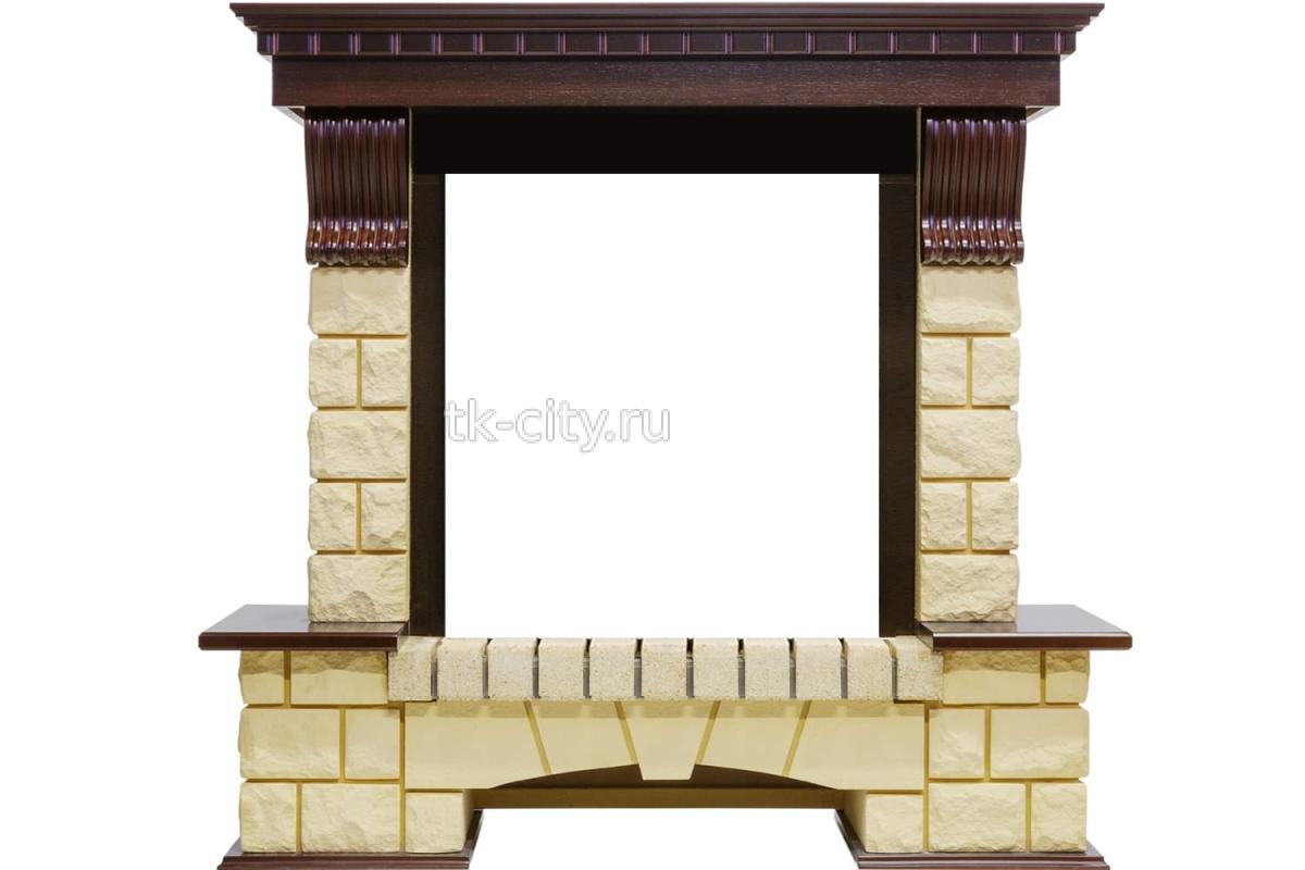 Каминокомплект Royal Flame Pierre Luxe - Темный дуб / Шампань с очагом Majestic FX Brass