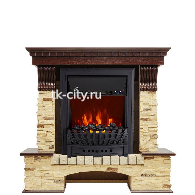 Каминокомплект Royal Flame Pierre Luxe - Темный дуб / Сланец с очагом Aspen Black