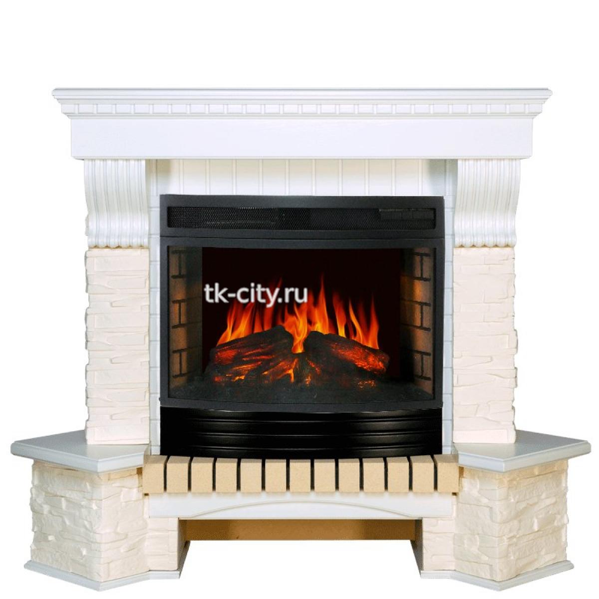 Каминокомплект Royal Flame Pierre Luxe угловой - Белый / Сланец белый с очагом Dioramic 25 LED FX