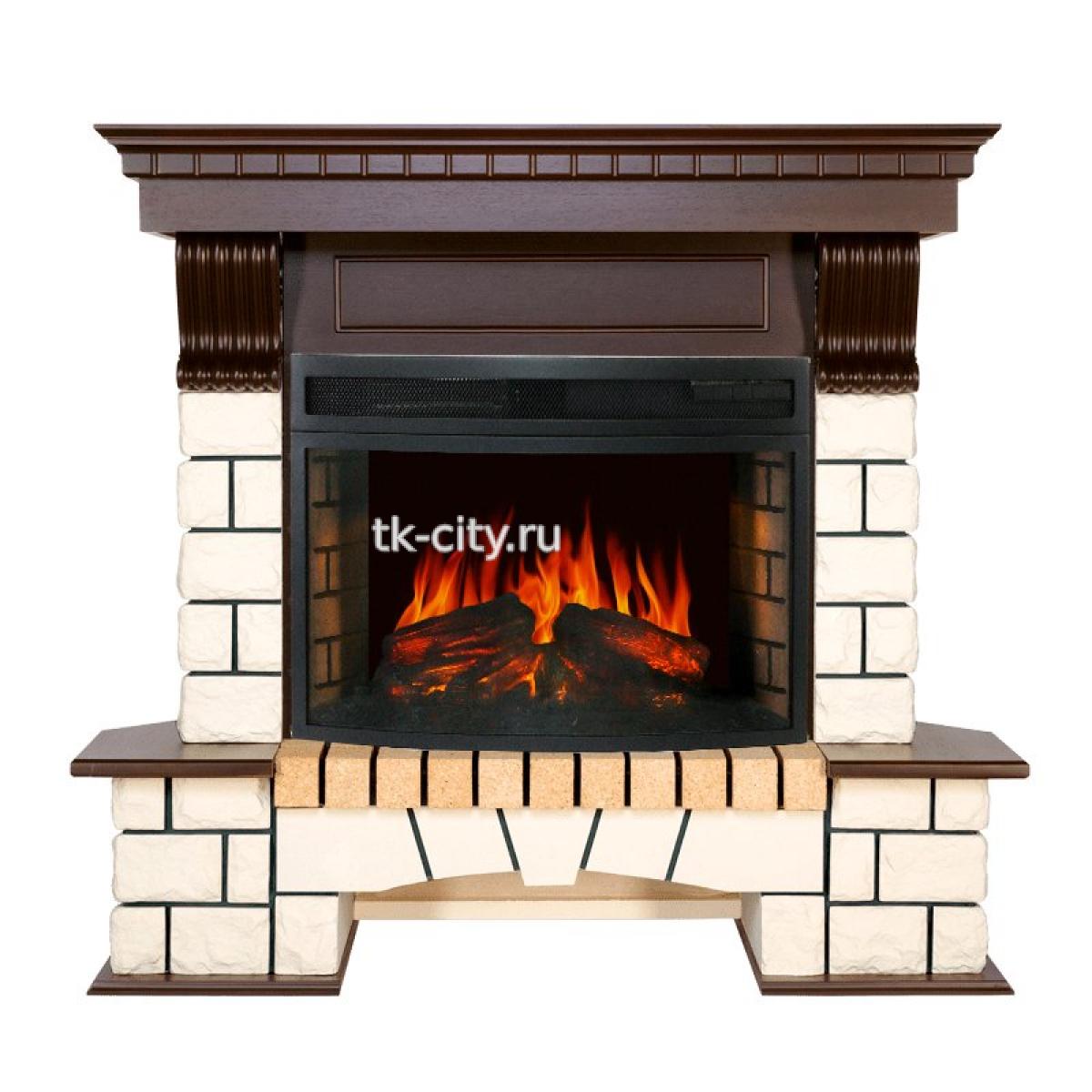 Каминокомплект Royal Flame Pierre Luxe угловой - Белый / Темный дуб с очагом Dioramic 25 LED FX