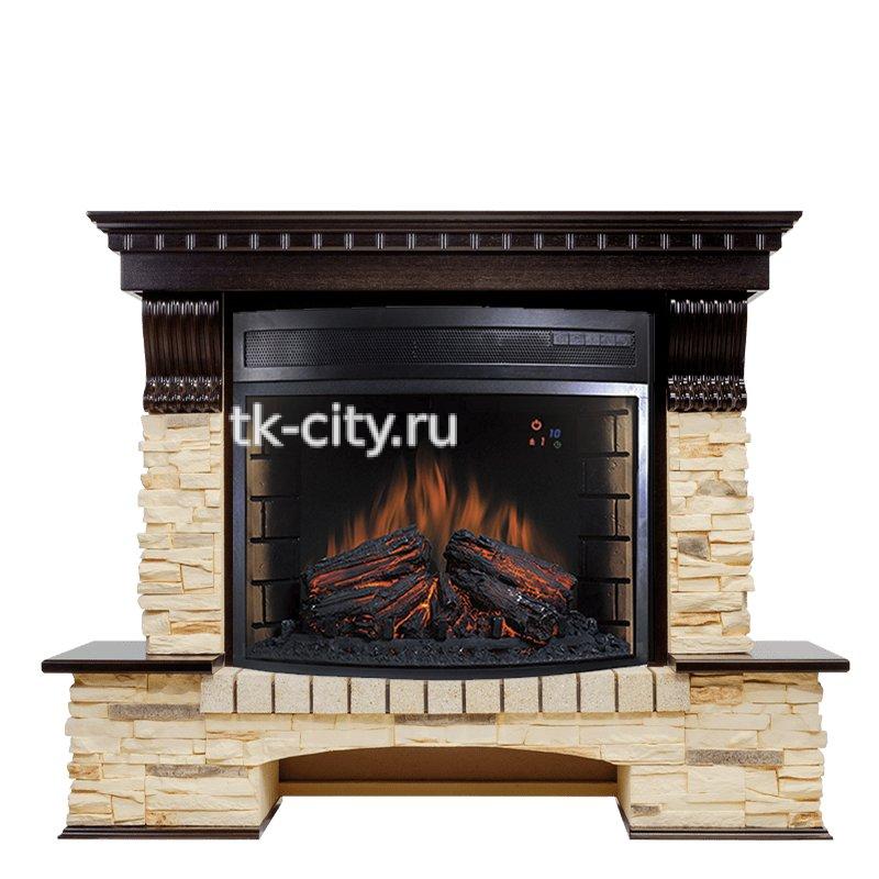 Каминокомплект Royal Flame Pierre Luxe угловой - Темный дуб / Сланец (Высота 1045мм) с очагом Dioramic 28 LED FX