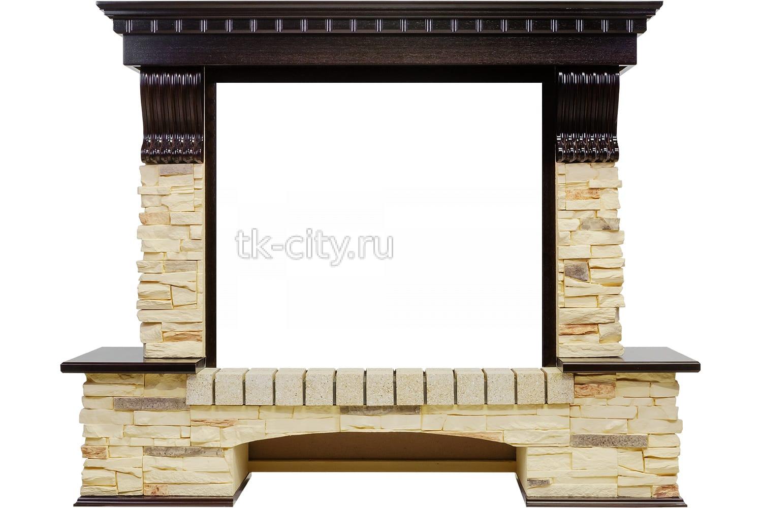 Каминокомплект Royal Flame Pierre Luxe угловой - Темный дуб / Сланец (Высота 1045мм) с очагом Dioramic 28 LED FX