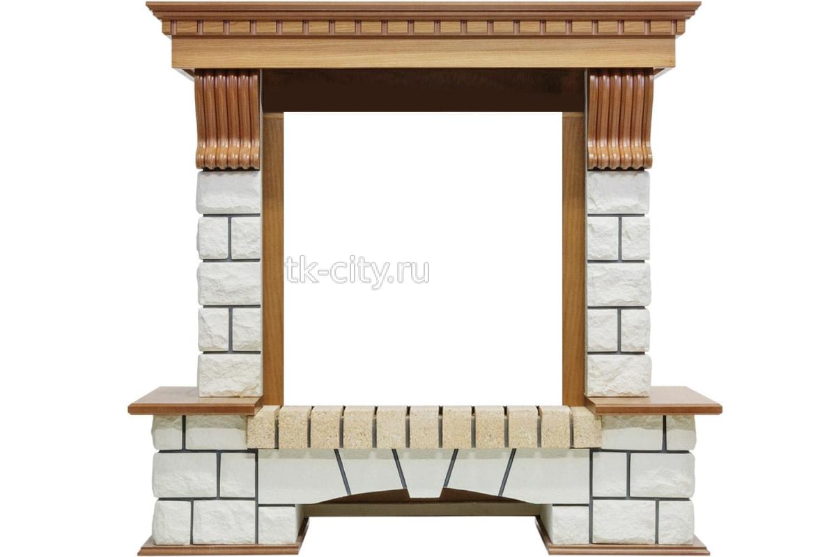 Каминокомплект Royal Flame Pierre Luxe - Дуб / Белый с очагом Fobos FX Black