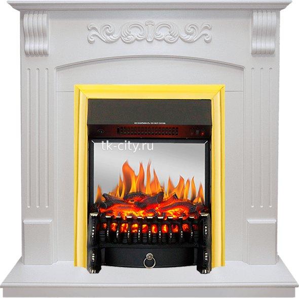 Каминокомплект Royal Flame Sorrento - Белый дуб с очагом Fobos FX M Brass