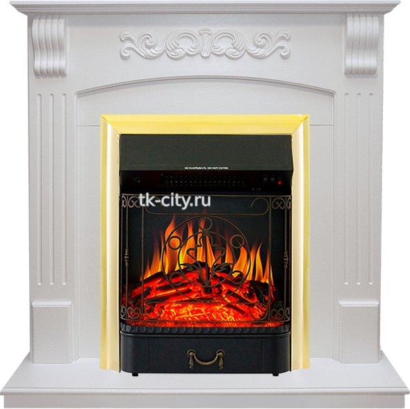 Каминокомплект Royal Flame Sorrento - Белый дуб с очагом Majestic FX Brass
