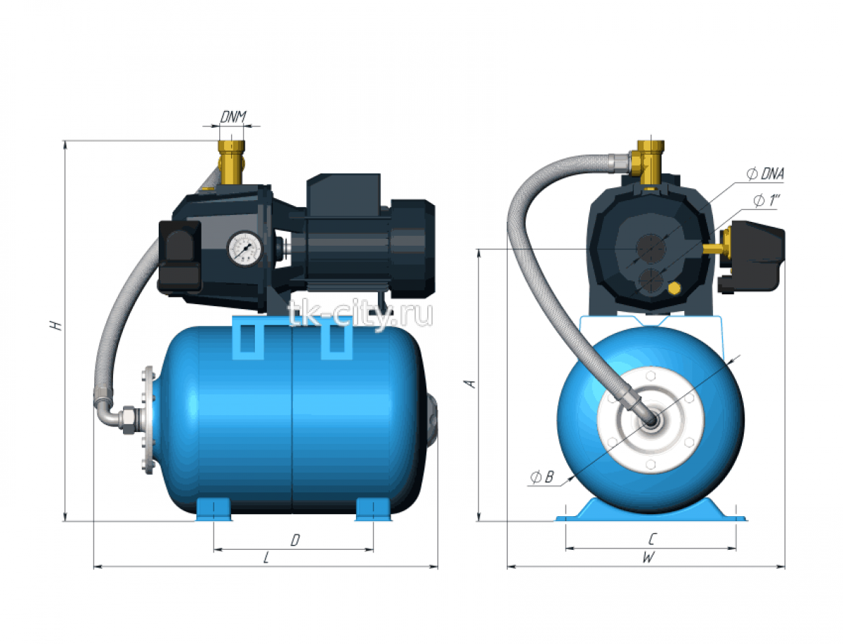 Насосная станция UNIPUMP AUTO DP 750 (50 л) (750 Вт)