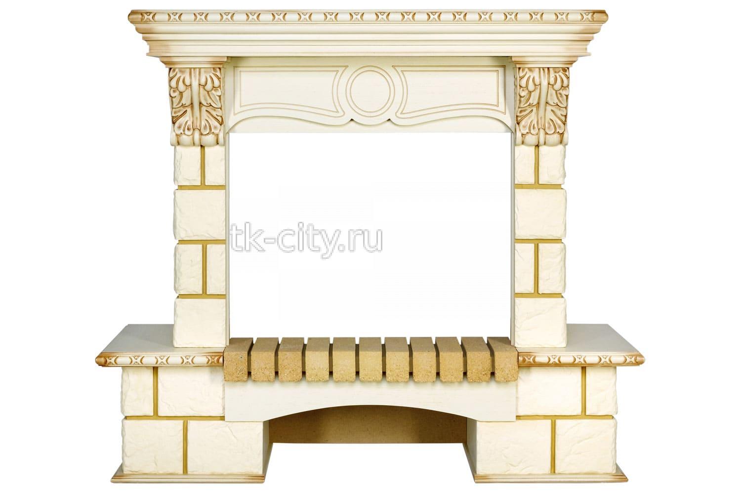 Портал Royal Flame Pierre Luxe - Шампань / Слоновая кость с патиной