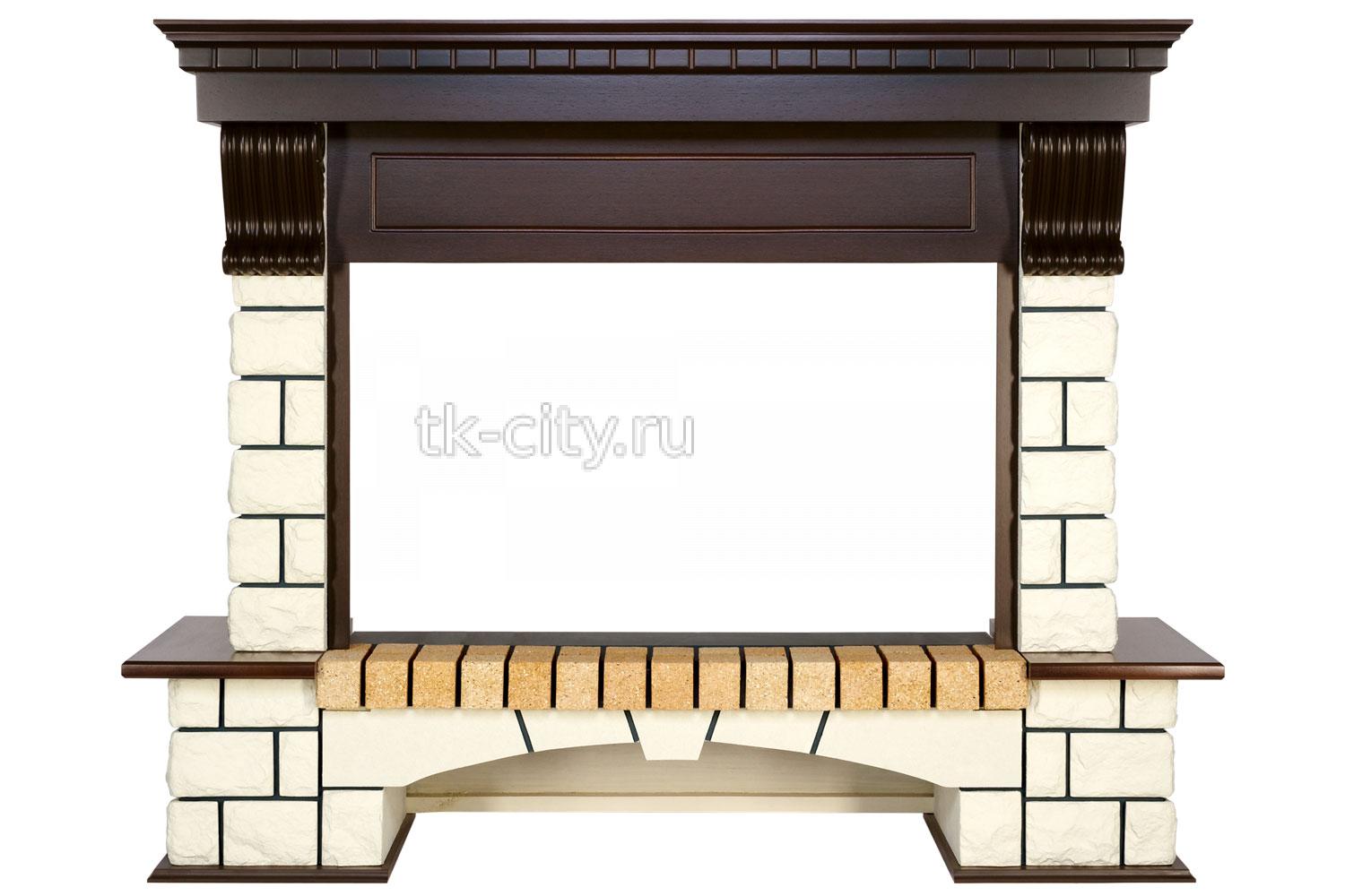 Портал Royal Flame Pierre Luxe - Темный дуб / Белый (Ширина 1380мм)
