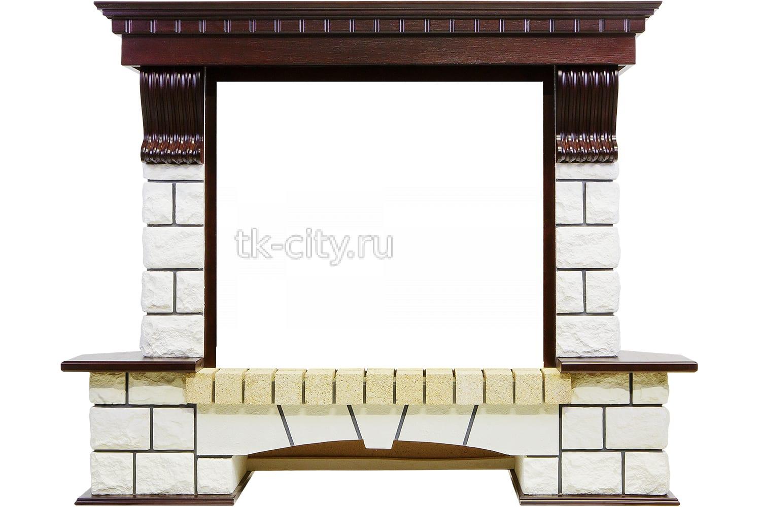 Портал Royal Flame Pierre Luxe - Темный дуб / Белый (Высота 1045мм)