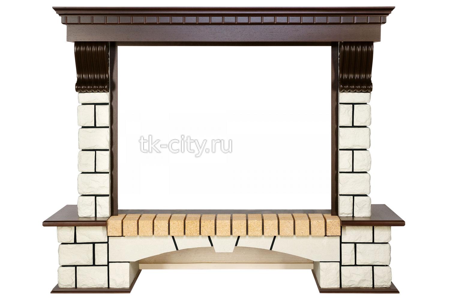 Портал Royal Flame Pierre Luxe - Темный дуб / Белый (Высота 1095мм)