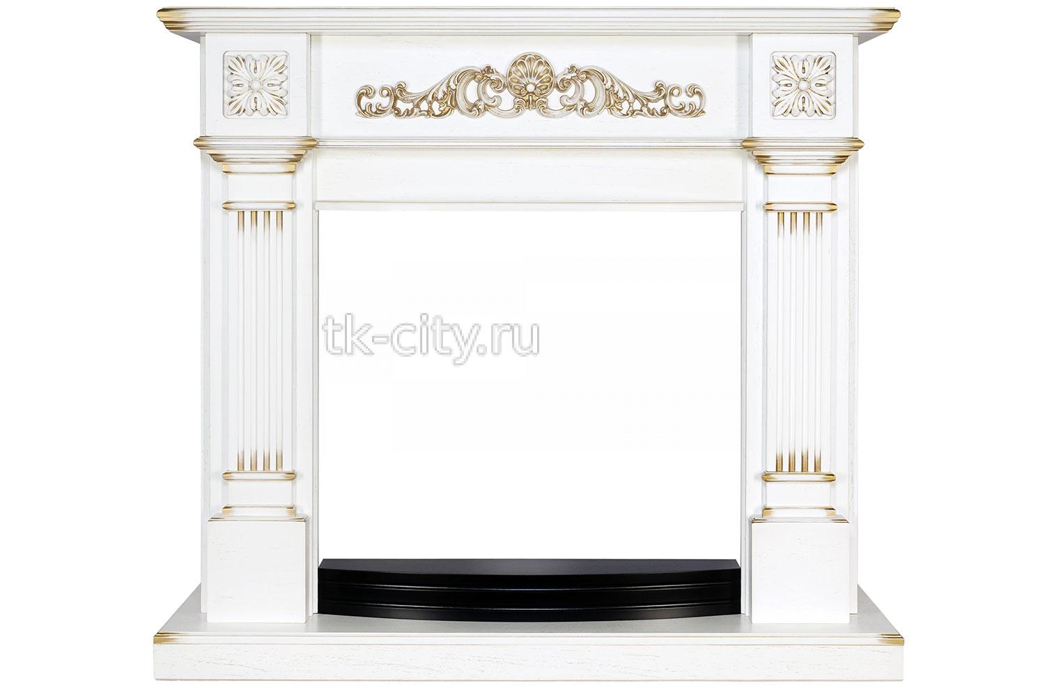 Портал Royal Flame Florina - Белый дуб, патина золото