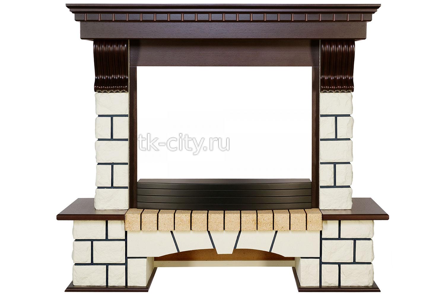 Портал Royal Flame Pierre Luxe - Темный дуб / Белый (Высота 1075мм)