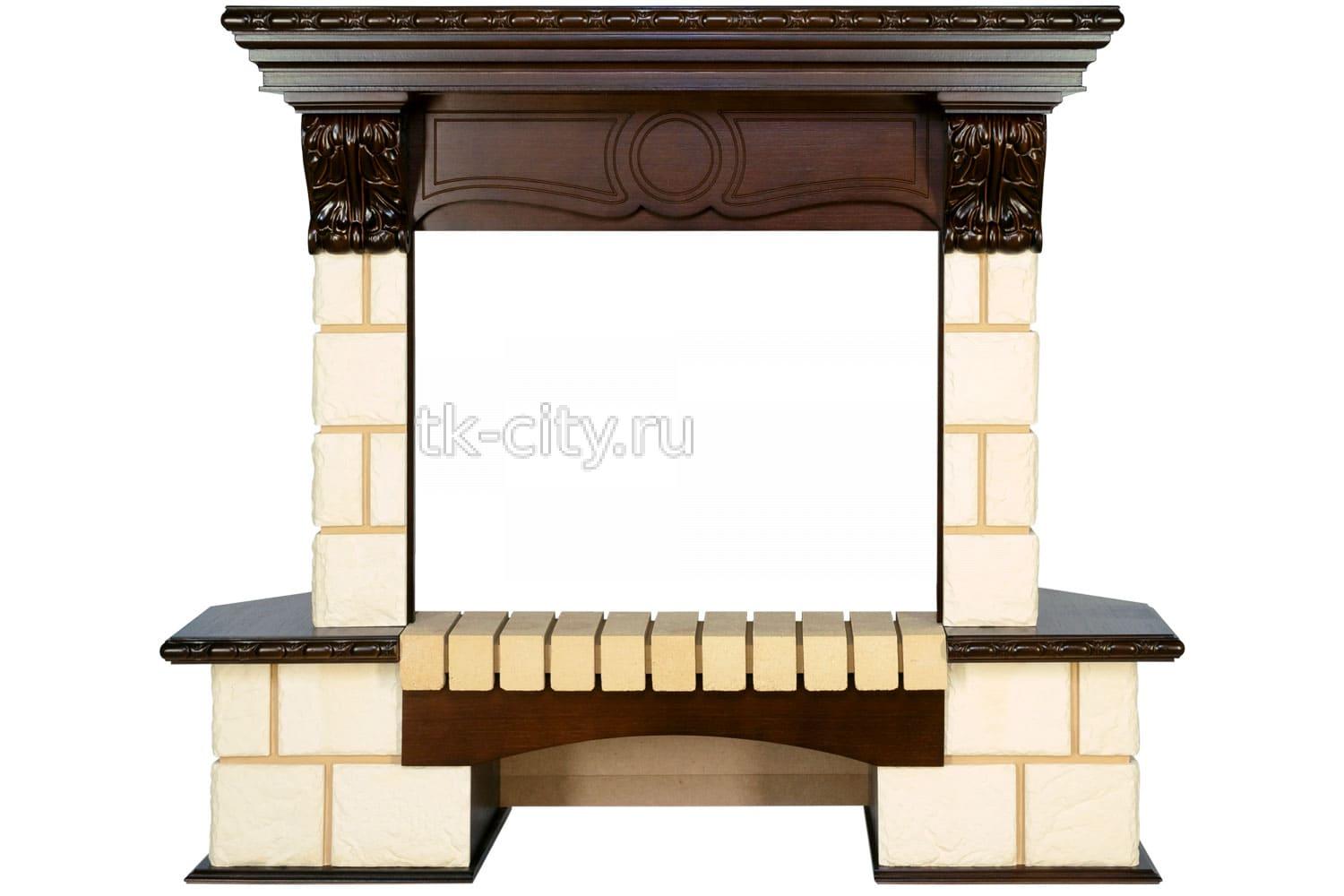 Портал Royal Flame Pierre Luxe угловой - Шампань / Темный дуб
