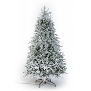 Crystal trees Ель искусственная Персея в снегу с вплетенной гирляндой 215 см