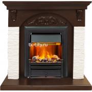 Каминокомплект Dimplex Bern Сланец мелкий белый / Темный дуб с очагом Brookline Black