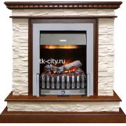 Каминокомплект Dimplex Calgary - Дуб / Сланец белый с очагом Danville Chrome FB2