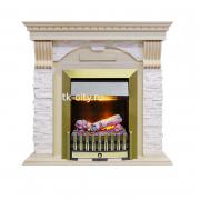 Каминокомплект Dimplex Dublin - Слоновая кость с патиной / Сланец крем с очагом Danville Antique Brass FB2