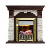 Каминокомплект Dimplex Dublin - Темный дуб / Сланец белый с очагом Danville Antique Brass FB2