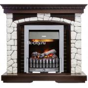 Каминокомплект Dimplex Glasgow - Темный дуб / Белый с очагом Danville Chrome FB2