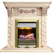 Каминокомплект Dimplex Luxemburg (каменный) - Сланец/Cлоновая кость с патиной с очагом Danville Antique Brass FB2