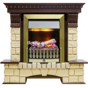 Каминокомплект Dimplex Pierre Luxe - Темный дуб / Шампань (Высота 1050мм) с очагом Danville Antique Brass FB2