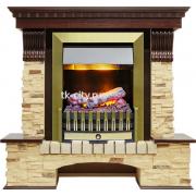 Каминокомплект Dimplex Pierre Luxe - Темный дуб / Сланец (Высота 1050мм) с очагом Danville Antique Brass FB2
