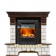 Каминокомплект Dimplex Pierre Luxe угловой - Темный дуб / Белый (Высота 1050мм) с очагом Brookline Black