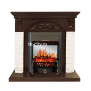 Каминокомплект Royal Flame Bern Сланец мелкий белый / Темный дуб с очагом Fobos FX M Black