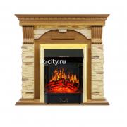 Каминокомплект Royal Flame Dublin - Дуб / Сланец с очагом Majestic FX Brass